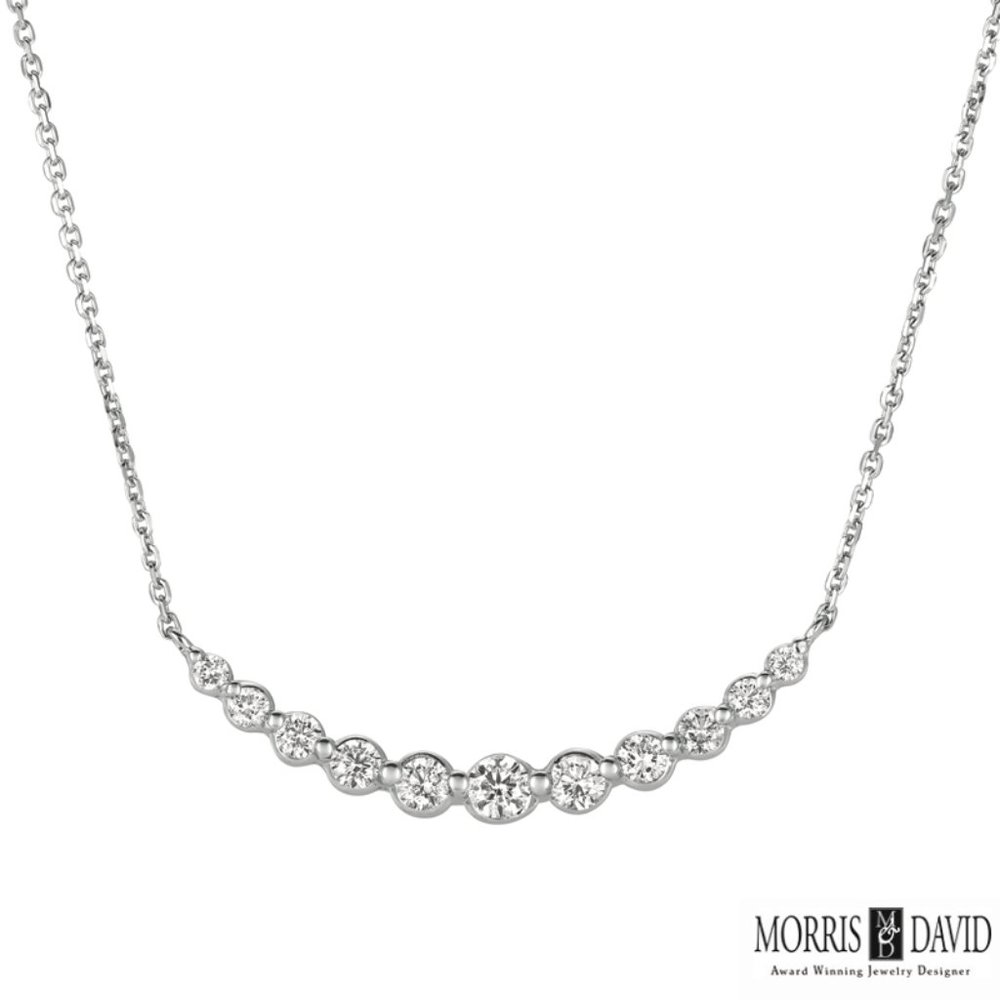 0.75 Carat Natural Diamond Necklace 14K White Gold